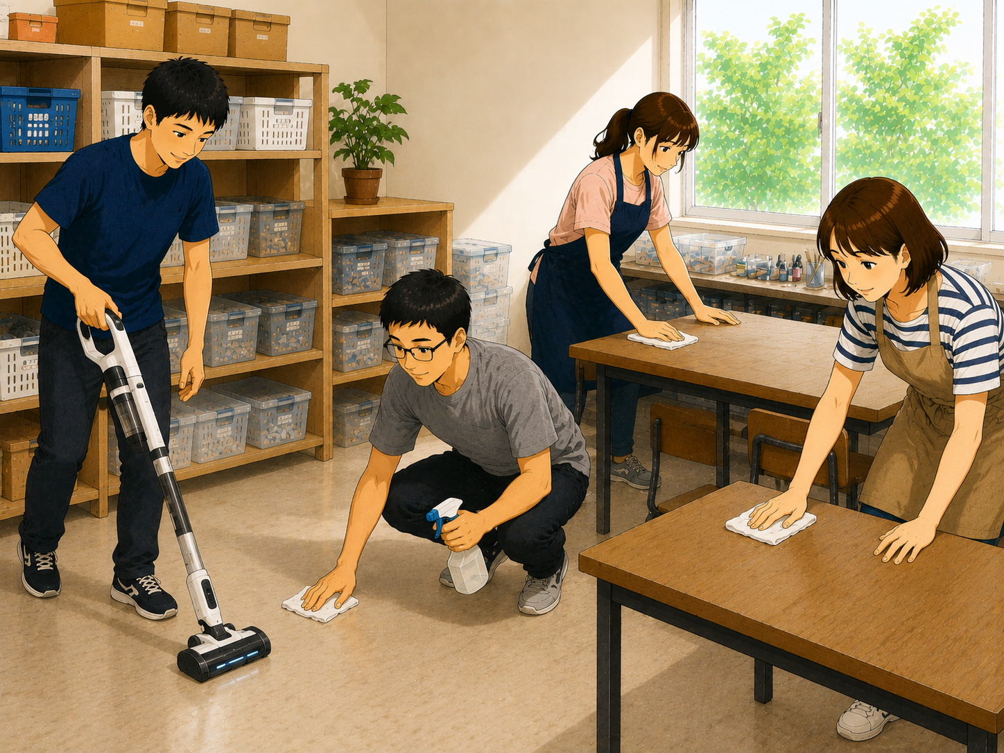 記録・掃除・終礼のイラスト