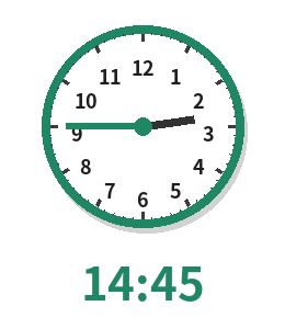 14時45分の時計
